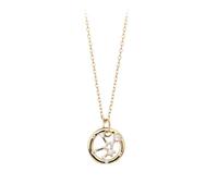 KIJSKKOPO 925 Sterling Silver Astrology Necklace, Round Hollow Gold Plated Inlaid Zircon 12 Constellation Pendant Adjustable Choker Necklace Jewellery Gifts for Mum Wife Virgo
