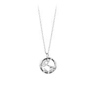 KIJSKKOPO 925 Sterling Silver Astrology Necklace, Round Hollow White Gold Plated Inlaid Zircon 12 Constellation Pendant Adjustable Choker Necklace Jewellery Gifts for Mum Wife Pisces