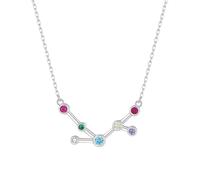KIJSKKOPO 925 Sterling Silver Astrology Necklace, White Gold Plated Inlaid Round Colored Zircon 12 Constellation Pendant Adjustable Choker Necklace Jewellery Gifts for Women Girls Virgo