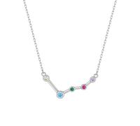 KIJSKKOPO 925 Sterling Silver Astrology Necklace, White Gold Plated Inlaid Round Colored Zircon 12 Constellation Pendant Adjustable Choker Necklace Jewellery Gifts for Women Girls Pisces