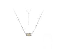 KIJSKKOPO 925 Sterling Silver Birthstone Necklace, 18K Gold Plated May March September Square Zircon Birthstone Necklace Jewellery Gifts for Women Girls Birthday Valentines Silver August