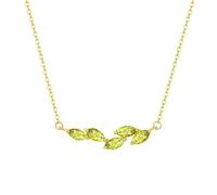KIJSKKOPO 925 Sterling Silver Olive Leaf Bar Necklace, Colorful Marquise Cut Zircon Birthstone Pendant Adjustable Choker Necklace Jewellery Wedding Birthday Gem Gift Olive Green