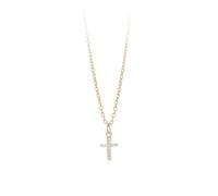 KIJSKKOPO 925 Sterling Silver Small Diamond Cross Necklace for Women, White Gold Plated Cross Faith Pendant Adjustable Clavicle Chain Necklace Jewellery Gifts with Mum Wife Gold