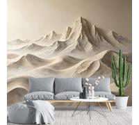 KIJSKKOPO Beige Mountain Mural Wallpaper 105X150Cm 3D Plaster Style Printed Silk Wall Mural, Misty Layered Peaks Landscape for Nursery Kids Room Bedroom Living Room Decor Silk Fabric Wallpaper 105X1