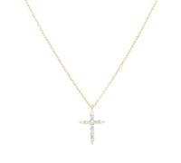 KIJSKKOPO Cross Necklace 925 Sterling Silver White Gold Plated Crucifix Pendant, Inlaid Clear Zircon Adjustable Clavicle Necklace Faith Jewellery Gifts for Bridal Mum Wife Girlfriend Gold