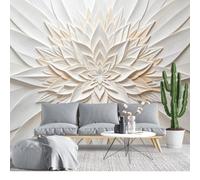 KIJSKKOPO Fine Decor Silk Fabric Wall Mural 280X400Cm, 3D Embossed Effect Mandala Floral Relief Wallpaper, Custom Large Wall Art for Living Room Bedroom Feature Home Art Silk Fabric Wallpaper 280X40