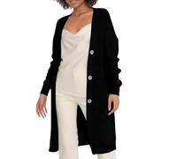 KIJSKKOPO Long Black Cable Knit Cardigans for Women, Long Sleeve Button Down Cardigan Sweaters Casual Warm Transition Jacket with Pockets Fall Winter Knitwear Coat Top Black L