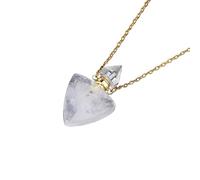 KIJSKKOPO Long Natural Gem Stone Chakra Necklace, Triangle Crystal Perfume Bottle Pendant Essential Oil Diffuser Ashes Necklace Summer Beach Jewellery Gifts for Men Women Gold White Crystal