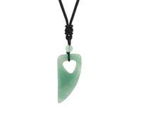 KIJSKKOPO Natural Crystal Energy Stone Necklace, Hollow Tiger Eye Stone Wolf Tooth Shape Beads Pendant Adjustable Rope Choker Necklace Viking Jewelry Gift for Women Men Teens Aventurine