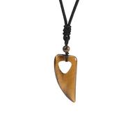 KIJSKKOPO Natural Crystal Energy Stone Necklace, Hollow Tiger Eye Stone Wolf Tooth Shape Beads Pendant Adjustable Rope Choker Necklace Viking Jewelry Gift for Women Men Teens Tiger Eye Stone