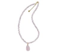 KIJSKKOPO Natural Gem Stone Chakra Bead Bracelet, Reiki Natural Stone Faceted Water Drop Pendent Crystal Choker Necklace Spiritual Jewellery Gifts for Women Girlfriend'S Mom Rose Quartz