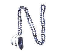 KIJSKKOPO Natural Gem Stone Chakra Beaded Necklace, Crystal Point Hexagonal Perfume Bottle Pendant Essential Oil Diffuser Ashes Necklace Beach Jewellery Gifts for Men Women Sodalite