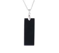 KIJSKKOPO Rectangular Natural Stone Pendant Necklace, Reiki Howlite Energy Gemstone Chakra Pendant Necklace Jewelry Gift for Women Men Her Mom Black Obsidian
