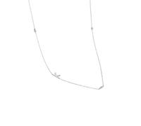 KIJSKKOPO S925 Sterling Silver Initials Necklace, 18K Gold Plated 26 A-Z Initial Letter Name Round Zircon Clavicle Necklace Jewellery Gifts for Women Birthday Valentines Mothers Day Silver K