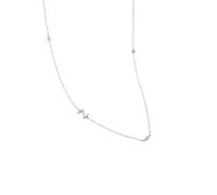 KIJSKKOPO S925 Sterling Silver Initials Necklace, 18K Gold Plated 26 A-Z Initial Letter Name Round Zircon Clavicle Necklace Jewellery Gifts for Women Birthday Valentines Mothers Day Silver Z