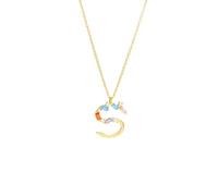 KIJSKKOPO S925 Sterling Silver Initials Necklace, 18K Gold Plated A-Z 26 Initial Letter Name Colored Square Zircon Clavicle Necklace Jewellery Gifts for Birthday Valentines Mothers Day Gold S