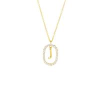 KIJSKKOPO S925 Sterling Silver Initials Necklace, 18K Gold Plated A-Z 26 Initial Letter Name Hollow Oval Zircon Clavicle Necklace Jewellery Gifts for Women Birthday Valentines Mothers Day Gold J