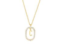 KIJSKKOPO S925 Sterling Silver Initials Necklace, 18K Gold Plated A-Z 26 Initial Letter Name Hollow Oval Zircon Clavicle Necklace Jewellery Gifts for Women Birthday Valentines Mothers Day Gold C