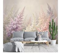 KIJSKKOPO Silk Floral Wall Mural 315X450cm Watercolour Pink Pampas Grass Bloom Wallpaper Botanical Print Art Background Decor for Living Room Bedroom Home Interior Feature Wall Covering Silk Fabric
