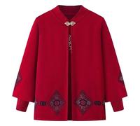 KIJSKKOPO Women's Knitted Twin-Sets, Purple Diamond Totem Open Front Cardigan Long Sleeve Crew Neck Pullover Sweaters Old Lady Grandma Winter Warm Elegant Knitted Co Ord Set Dark Red L