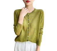 KIJSKKOPO Women's Long Sleeve Lightweight Sheer Cardigans, Black Crew Neck Colorful Button Down Knitted Jacket Coat Summer Casual Stylish Transitional Outerwear Top Green M