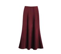 KIJSKKOPO Women's Maxi Skirt High Waist Silky Satin Evening Prom Party Long Skirts, Champagne A-Line Pleated Mermaid Skirt Summer Slim Elegant Long Flared Skirt Dark Red M