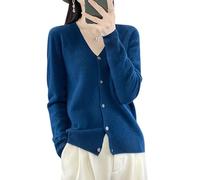 KIJSKKOPO Womens Seamless Knitted Cardigan, White V Neck 100% Merino Wool First Line Ready to Wear Button Cardigan Sweater Fall Winter Long Sleeve Warm Cashmere Knit Jackets Dark Green S