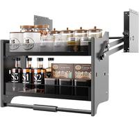 KIJyfgTR 2 Tier Adjustable Kitchen Wall Cabinet Storage Hanging Cabinet Heavy Duty Pull Down Shelf Bathroom Lifting Bracket(26)