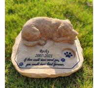 KIJyfgTR A Memorial Stone Engraved With The Name, Featuring A Sleeping Dog Inlaid At The Top.