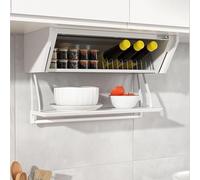 KIJyfgTR Kitchen Aluminium Pull Down Spice Rack Under Cabinet Storage Organiser For Pantry/Cabinet/Cupboard Maximum Load 22lbs(White,W19.7)