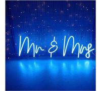 KIJyfgTR LED Neon Light Sign Mr and Mrs Neon Signs, Wedding Party Art Decor Custom Text LED Neon Lights, Wall Hanging Night Lamps Signboard, 56X18cm