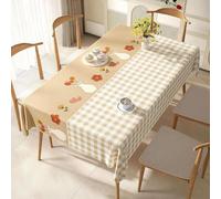 KIJyfgTR Rectangular Plastic Table Cover Country-style Print(Khaki,100x180cm)
