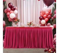 KIJyfgTR Stretch Tablecloth With A Ruffled Hem, Perfect For Weddings, Birthdays, Baby Showers, And Banquets(Wine Red,4FT(122cm*77cm))