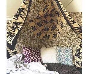 kikan Large Ethnic Psychedelic Mandala Indian Wall Bed Tapestries Dorm Hippie Elephant Hanging Tapestry Bedding Bohemian Decor Black and Beige Home Living Room Magical Gypsy -Fine Cotton Hemmed Edges