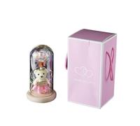 KIKAPA Flower Gift Rose in Glass Dome with LED Light String on the Crystal Rose
