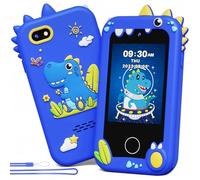 Kikapabi Kids Phone for Kid with Dual Camera, Toddler Educationl Kids Smart Phone for Age 3-8, Dinosaur Travel Toys for Christmas Birthday Gifts for 3 4 5 6 7 8 Years Old Boys (Blue)