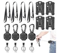 KIKAWORD 12Pack Heavy Duty Retractable Keychain Set,4PCS Retractable Lanyard Keychains with 31.5 Thick Steel Cord,4PCS ID Badge Holders, 4 Detachable Lanyard Straps Durable Metal Keyring Badge Reel