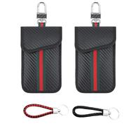 KIKAWORD 2 PCS Faraday Pouch for Car Keys, Keyless Car Key Signal Blocker Pouch, RFID Key Pouches Signal Blocking, Anti-Theft Carbon Fibre Design, Blocks Relay Attacks Car Hacking, Black