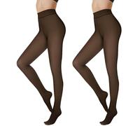 KIKAWORD 2 Pcs Fleece Lined Tights for Women | Winter Womens Thermal Leggings | Fake Translucent Pantyhose,High Waist Tummy Control,Warm Cozy Stretch Sheer Thick Tights Stocking.（200g+300g） Black