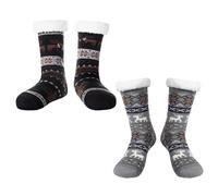 KIKAWORD 2 Pcs Fluffy Slipper Socks Women,Christmas Fleece Lined Slipper Cosy Socks,Fits Sizes 5 to 10,Non-Slip Extra Thick Warm and Comfortable,Home Gifts for Women Girlfriend Sister Mom