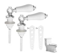 KIKAWORD 2PCS Ceramic Toilet Flush Handle,Universal Toilet Handle Chrome Plated Replacement,Cistern Lever,for Bathroom Cistern Tank Lever