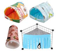 KIKAWORD 4 Pcs Guinea Pig Cage Accessories Set, Guinea Pig House, Rabbit Beds, Guineas Pigs Hideaway Hammock Corner, Winter Small Animal Bed For Rabbits Chinchillas Hamsters Hedgehogs Rats
