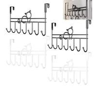 KIKAWORD 4Pcs Over The Door Hooks,Over Door Hangers with Cute Cat Pattern for Coats,Towels,Bag,Robe and More,Fits 1.37 to 1.77 Thick Doors(Black,White)