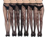 KIKAWORD 6 PCS Patterned Tights for Women, Lace Tights for Women, Pattern Cross Pantyhose Suitable for Daily Wear, Leisure, Work, Party Events, Masquerade, Christmas, Halloween