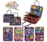 KIKAWORD 8 PAGES Baby Busy Book Montessori Toys for 1 2 3 4 Year Old, Busy Board for Toddlers, Sensory Board Quiet Educational Activity Book for Fine Motor Skills Learning, Travel Toy for Plane Car