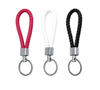 KIKAWORD Key Rings, 3 Pcs Braided Leather Keychain, Handwoven Keyring Straps for Men and Women with Metal Key Fob and Keyring, Simple Car Keychain for Home Office Car Keys Bags Wallets