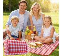 KIKAWORD Picnic Blanket Waterproof 300X200cm,Picnic Mat,Beach Rug,Extra Large,with Handle,Waterproof Bottom,Machine Washable,Foldable,for Family Outdoor Camping,Parks,Beach