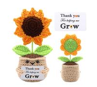 Kikazarru Handmade Positive Crochet Sunflower Doll - Teacher Appreciation Gifts, Thank You Gifts for Women Coworkers Friends Family - Thank You for Helping Me Grow, Emotional Support Crochet Flowers