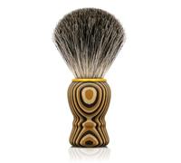 KIKC Hand Crafted Pure Badger Shaving Brush for Wet Shave, Soft Bristle, Art Annual Ring Wood Handle, Best Gift for Bearded Man