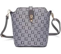 KIKFIT Ladies Bucket Bags Faux Leather Crossbody Designer Medium Shoulder Cross Body Style Handbags for Women Girls - Ideal for Parties, Gifts, Work, Evening (8203G Grey)